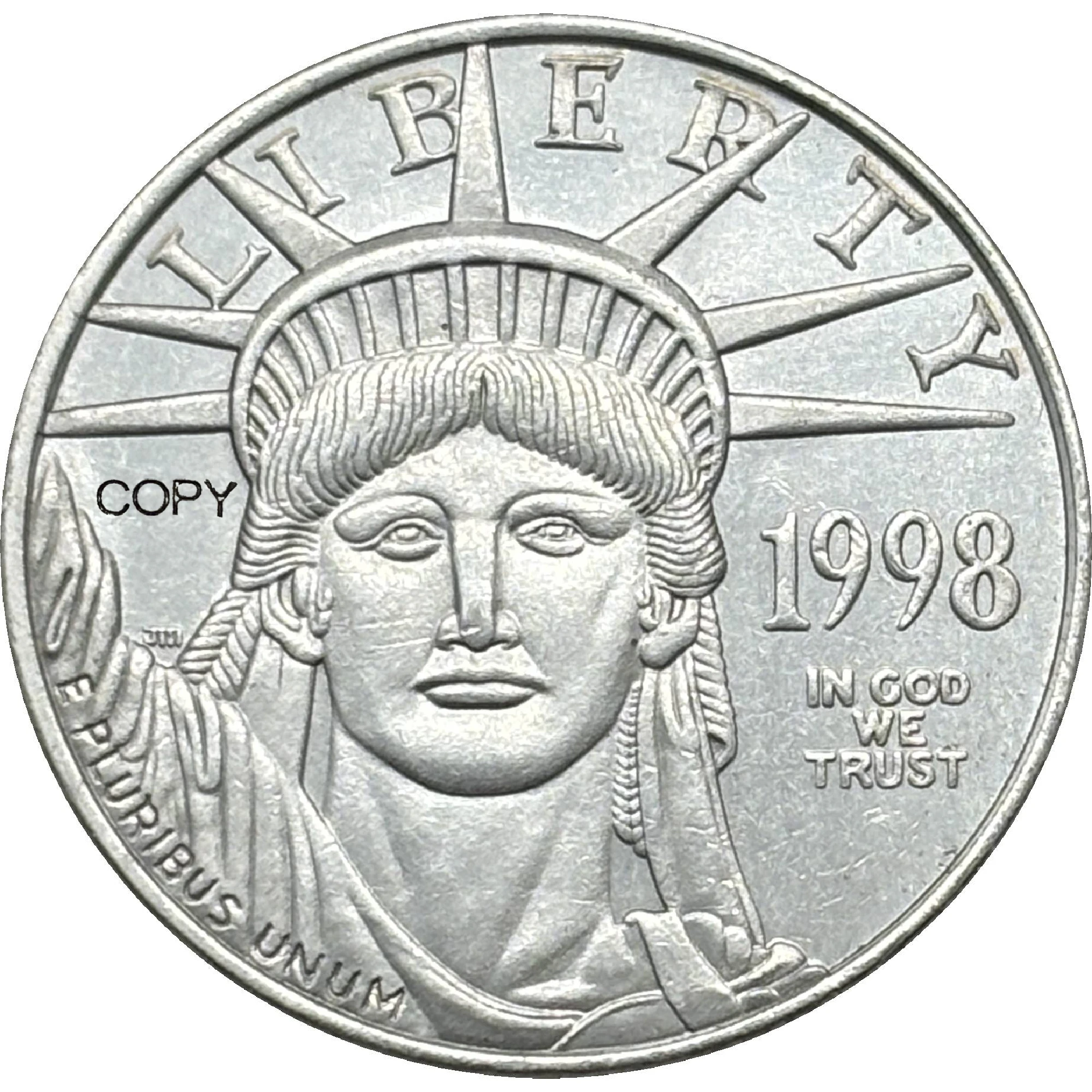 نسخ أمريكي عملات تذكارية قابلة للتحصيل ، الولايات المتحدة ، نسر أمريكي بلاتيني ، مطلي بالفضة ، plus W الحرية ، 50 دولار