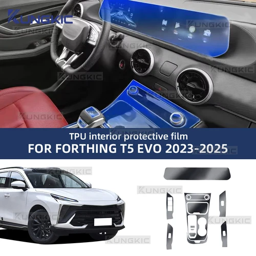 Imagen 1 del producto Película protectora para tablero de Piano Interior de coche, pintura autoadhesiva transparente de TPU, antiarañazos, PPF, para Forthing T5 EVO 2021 2022-2025