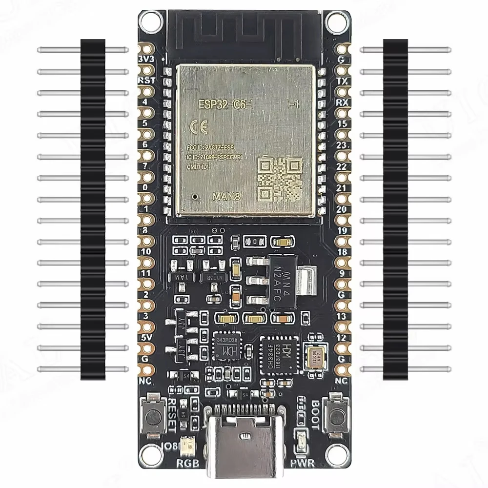 Esp32 c6 placa de desenvolvimento bt wifi módulo 32pin RISC-V mcu 8mb flash ESP32-C6-N8 wifi6 bt5.0 ch343 ch334 tipo-c