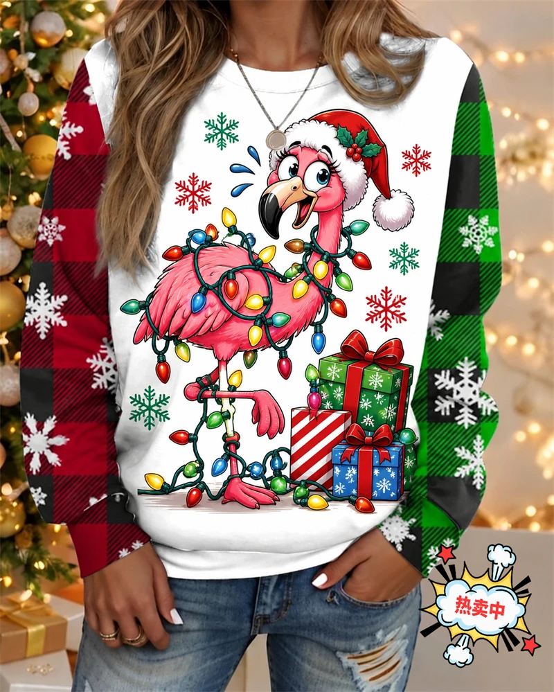 Sudadera navideña con estampado 3D de flamencos rosas, para hombre y mujer. Sudadera divertida y original, ideal para las fiestas navideñas. Prenda informal, perfecta como regalo para mujeres. Nuevo modelo.