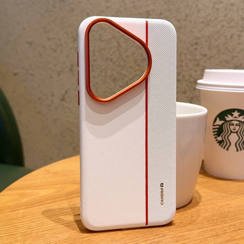 Huawei Pura 70/70 Pro/70 Ultra用メッキPC大穴トリプルカラーメタルレンズリング付き指紋防止耐衝撃スマホケース