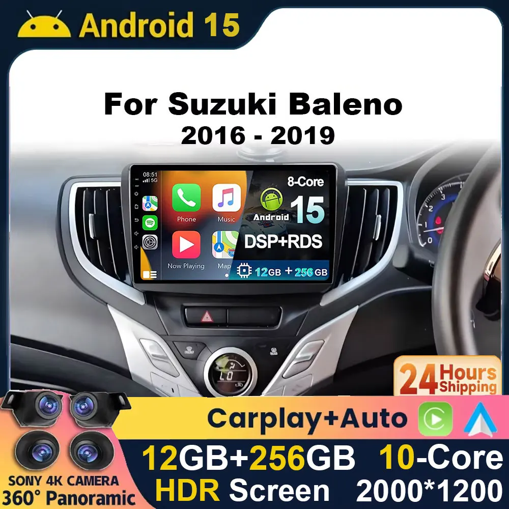 

Android 15 2K QLED Wireless CarPlay For Suzuki Baleno 2016 2017 2018 2019 Stereo Multimedia GPS Head Unit Screen 4G WIFI BT DSP
