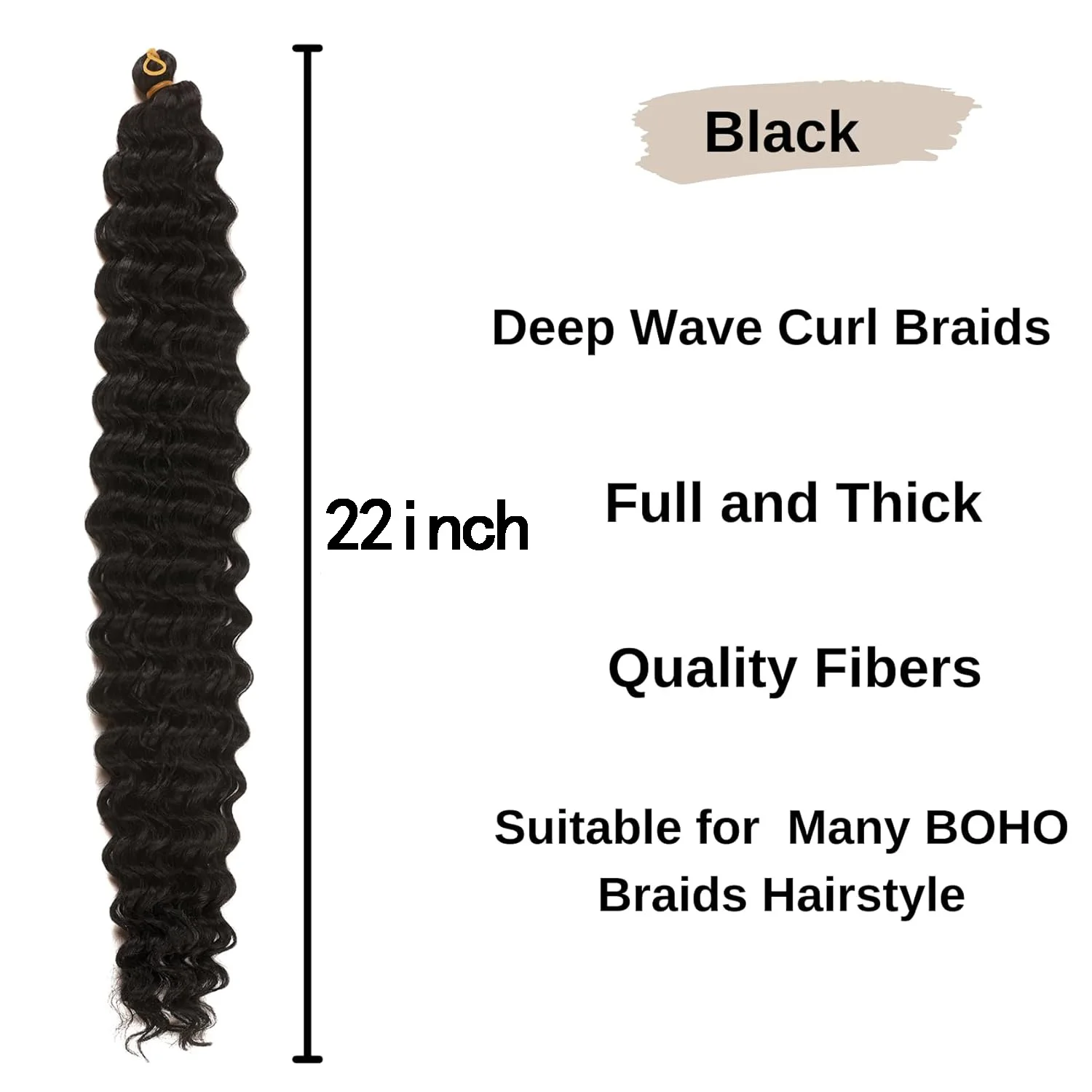 Pre Stretched Jet Black Boho Hair for Braiding