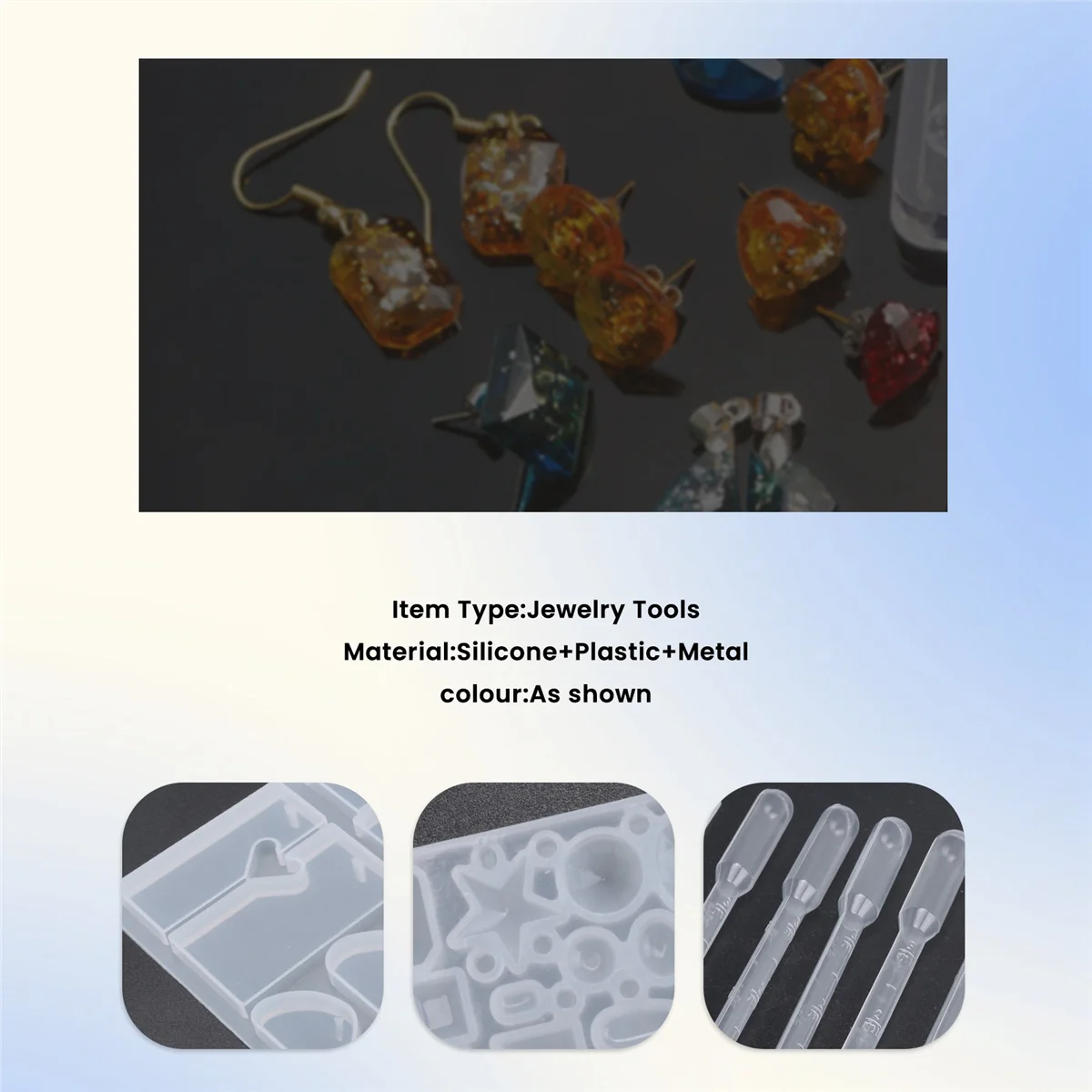 AOA-148 قطعة من أدوات صنع المجوهرات المصنوعة من مادة الراتنج، قالب صب السيليكون للمبتدئين مع قوالب، مجموعات الراتنج ومجموعة أدوات #5