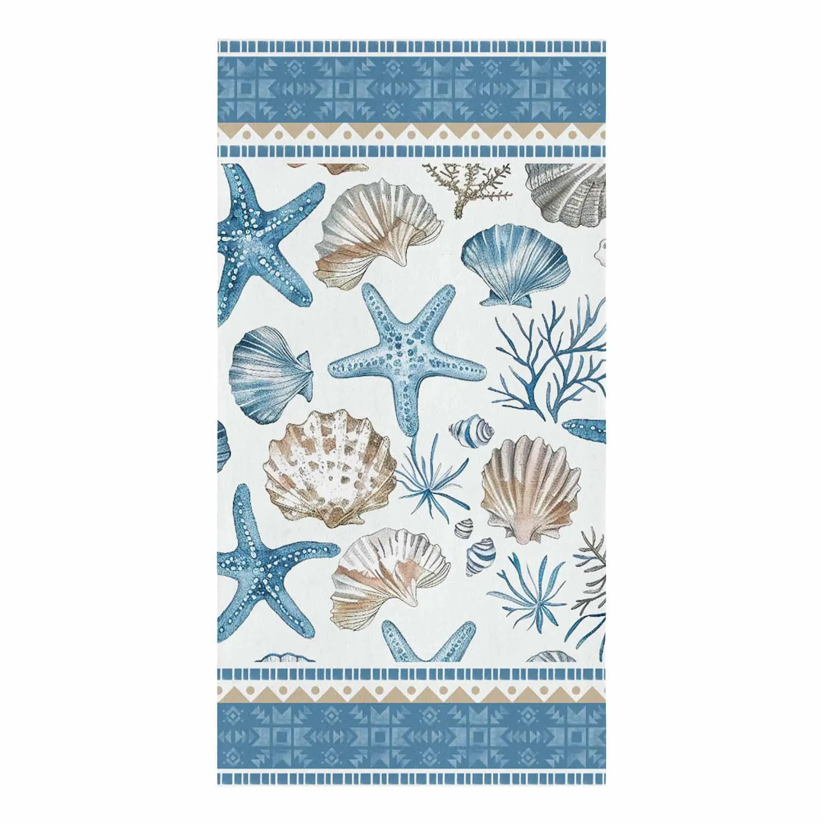 Marine Coral Shell Starfish Blue Series Kitchen Towel Absorbent Dish Cloth Tableware Towel for Kitchen Household Cleaning Tool