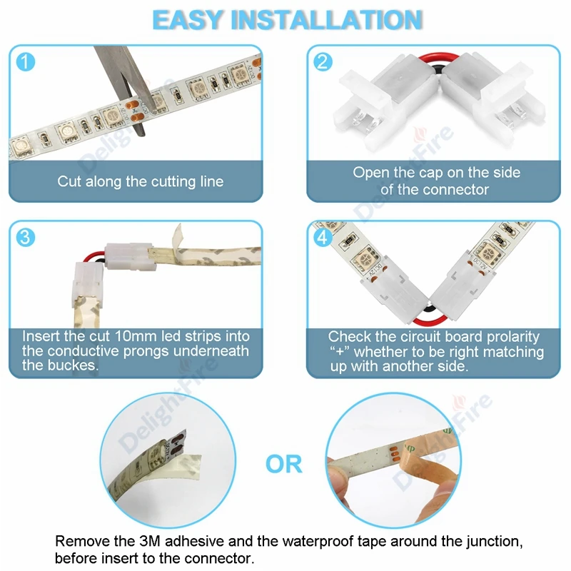 I/L Shape 2 Pin Strip Connector 3/4Pin 8/10mm Angle Adjustable Connectors For 3528 5050 RGB LED Strip Lights 90 Degree Corner