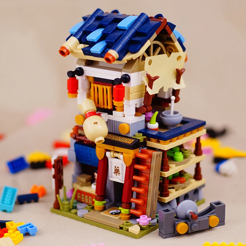 LOZ モジュラービルディングアーキテクチャ衣類豆腐ショップ薬局書店ミニダイヤモンドブロックレンガのおもちゃ子供用箱なし