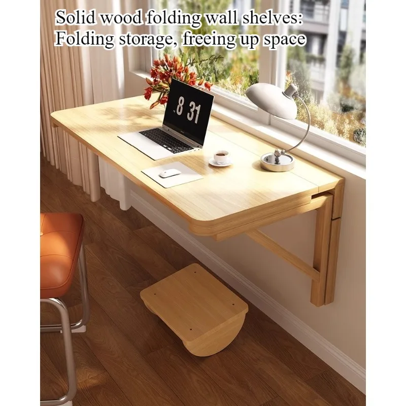 Wall shelf folding table solid wood board baffle wall hanging wall living room laminate desk
