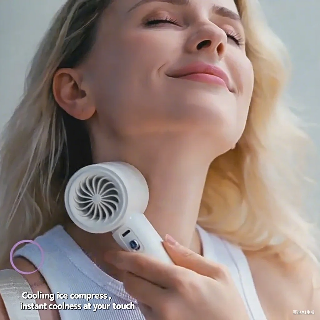 Portable 100-Speed Cooling Fan, 1-Second Ice Mode & 4000mAh, Mini Air Conditioner for Outdoor/Travel/Office