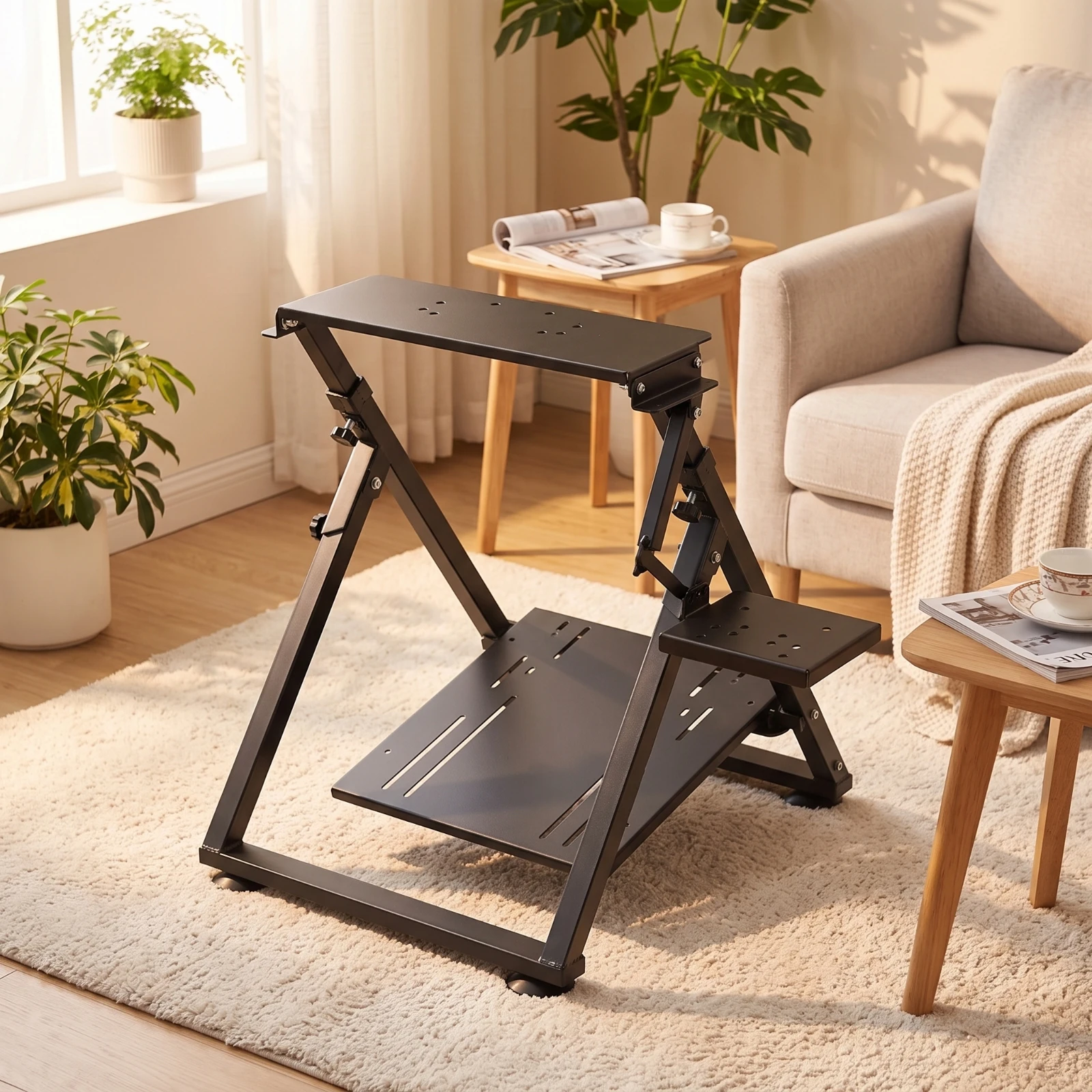 Wheel Stand with Shifter Mount Sturdy Racing Wheel Stand Stable Compact for Gamers, Gaming Room, Bedroom view 2