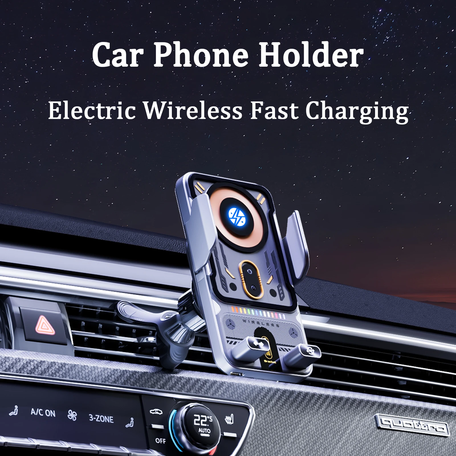 Car Phone Holder Wireless Charger For iPhone 16 15 14 13 12 11 Pro Max For Samsung Huawei Fixed Phone Holder Accessories