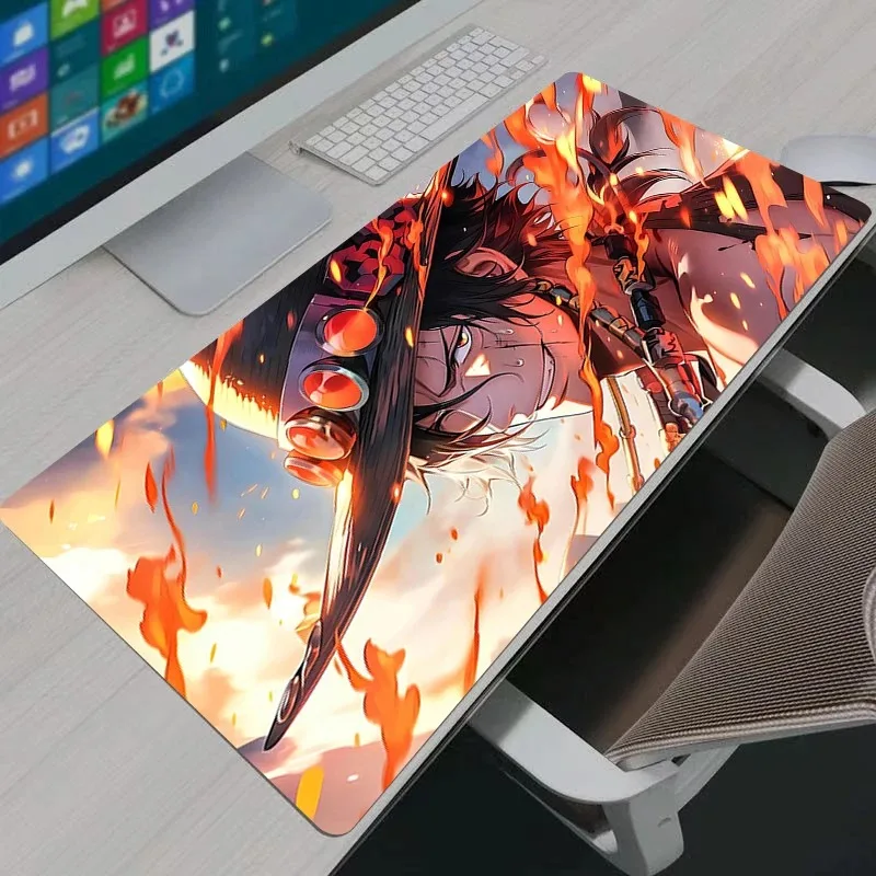 One Piece Portgas·D· Ace Mauspad, Notebook, große Tastatur, rutschfester Gummi, Computerteppich, Schreibtischunterlage, PC-Gamer-Mauspad, Jugendgeschenke