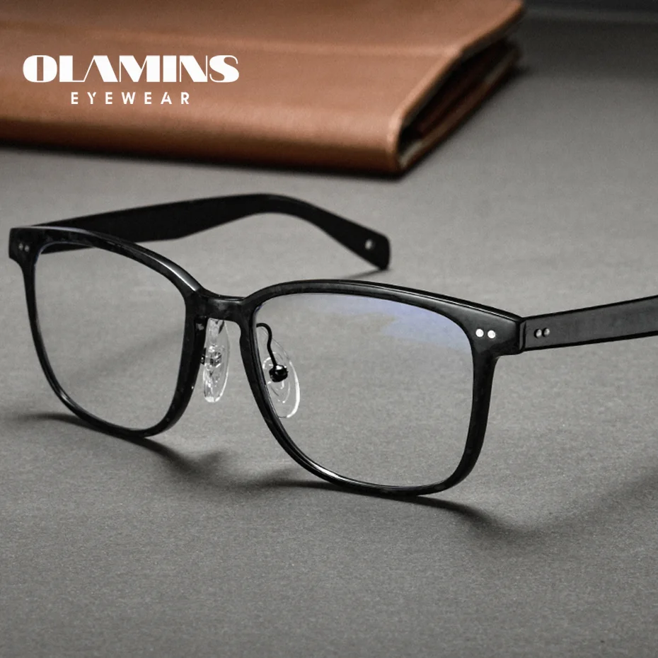 

OLAMINS Pure Titanium Glasses Frame Men Square Eyewear Glasses Myopia Prescription Eyeglasses Frames 2024 New Full Frame