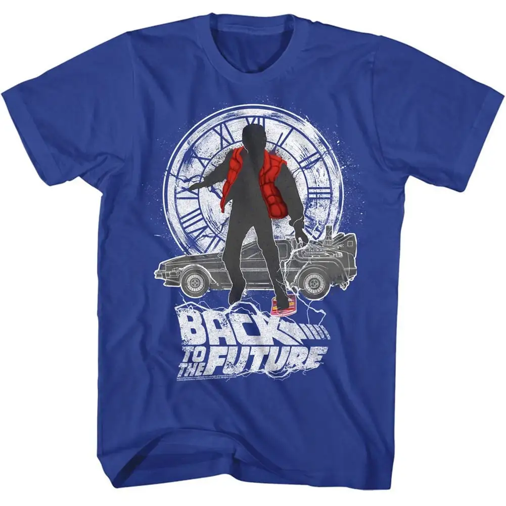 Back To The Future Clock Tower Hoverboard Royal Blue T Shirt