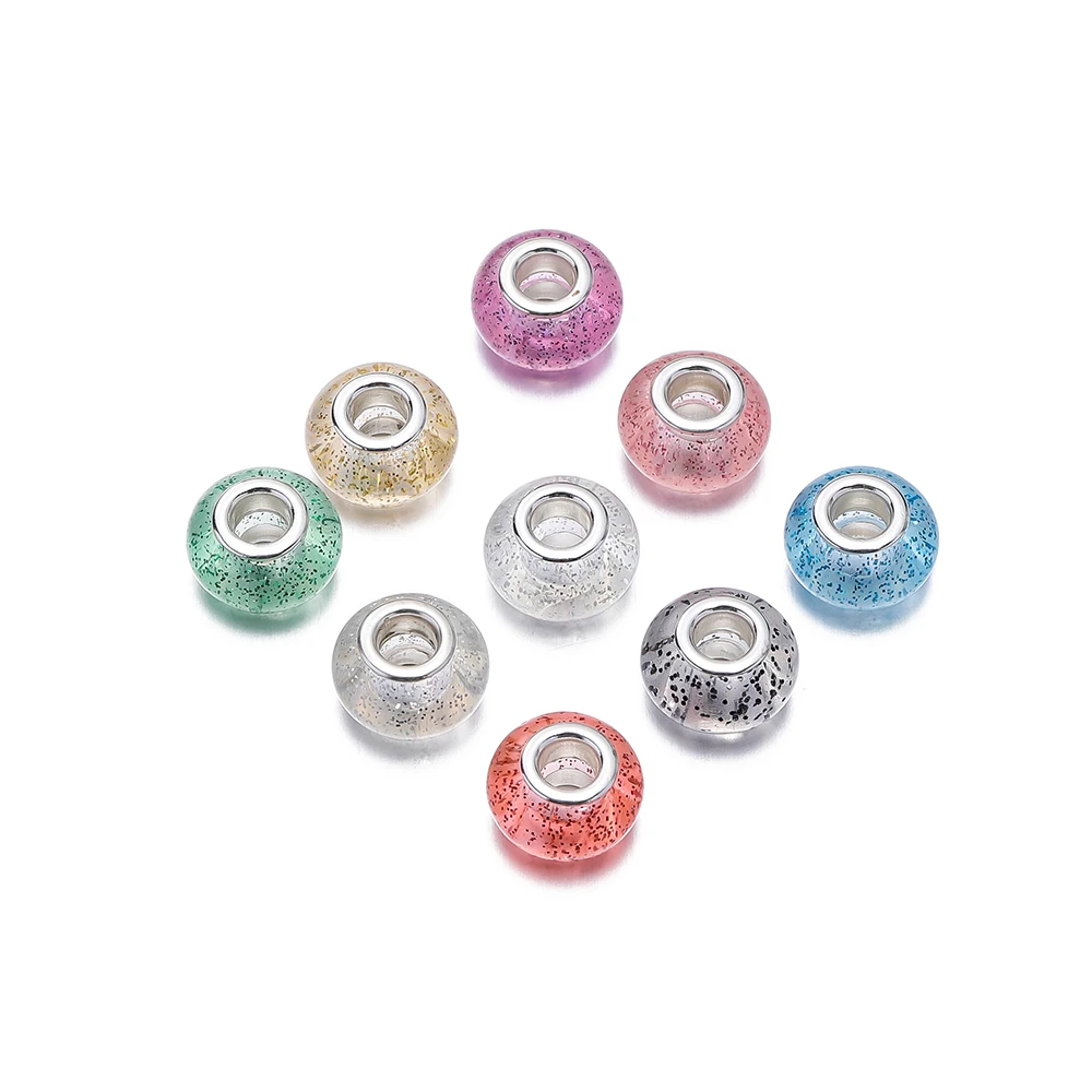 5 teile/los 13.5/14mm großes Loch Acryl perlen abgeflachten Kreis Abstand halter lose Perlen für DIY Schmuck Herstellung Armband Halskette Anhänger