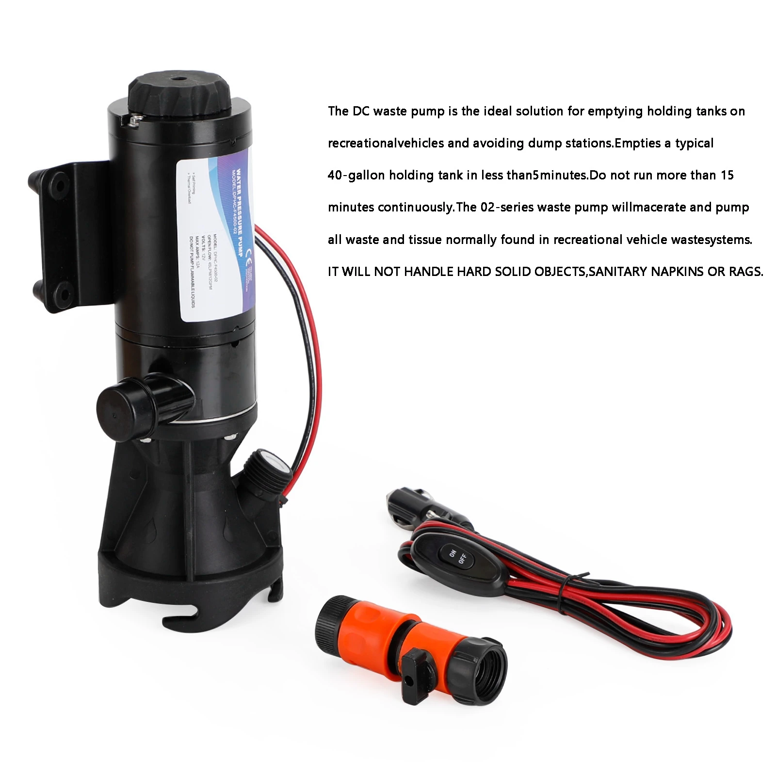 Areyourshop 12V RV Portable Macerator Pump Waste Water Processor Sewage Chopper Pump