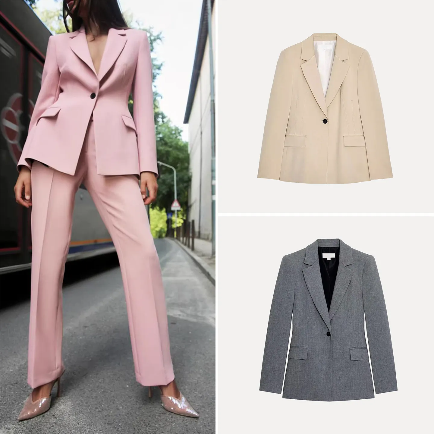 Z レディース スリムフィットスーツ ジャケット シングルボタン 2025年新作 スリーブロング レギュラー丈 中国製 デイリーウェア