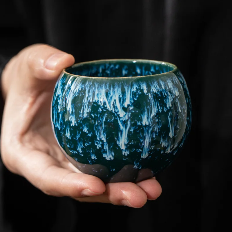 Kiln Change Five Elements Cup Ceramic Master Cup Tasting Cup Jian Zhan Tea Cup Set Tenmoku Glaze Dragon Egg Cup Personal Use Cup