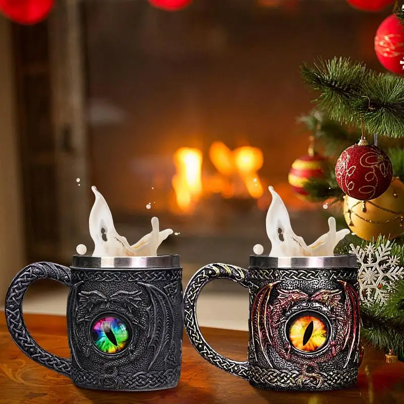 Medieval Beer Mug Norse & Celtic Men Mugs Dragon's Eye Drinking Tankard Coffee Cup Dungeons Beer Drink Mug For Men Dragon Lovers