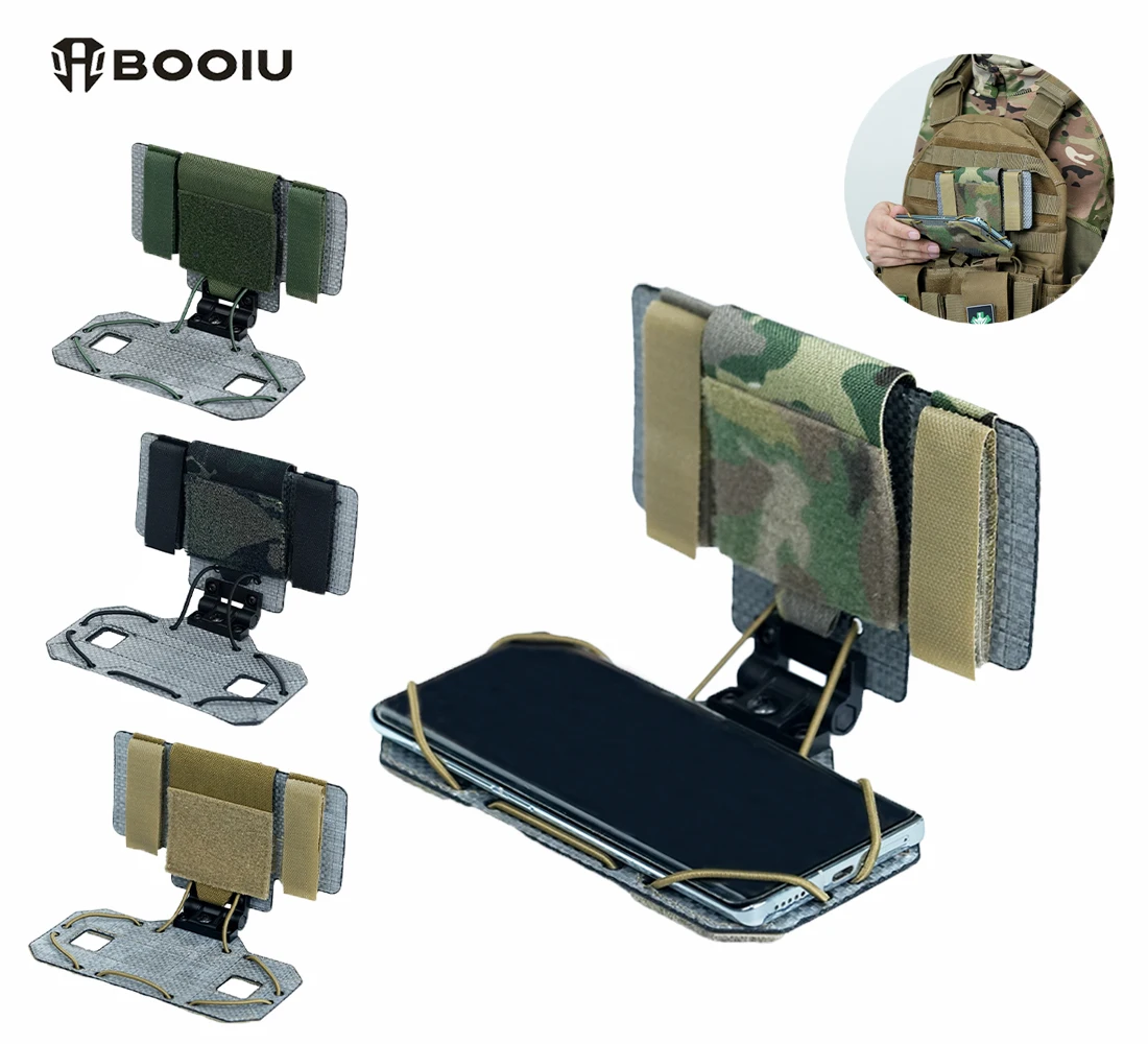 BOOIU MOLLE Foldable Navigation Board Airsoft Mobile Phone Holder Mount Airsoft Hunting  Tactical Vest Chest Outdoor Gear