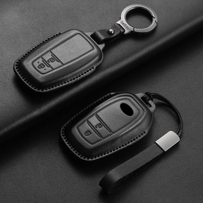 New Leather Car Remote Key Case Cover Shell For Toyota Prius Camry Corolla Avalon CHR RAV4 Land Cruiser Prado Keyless Key Fob