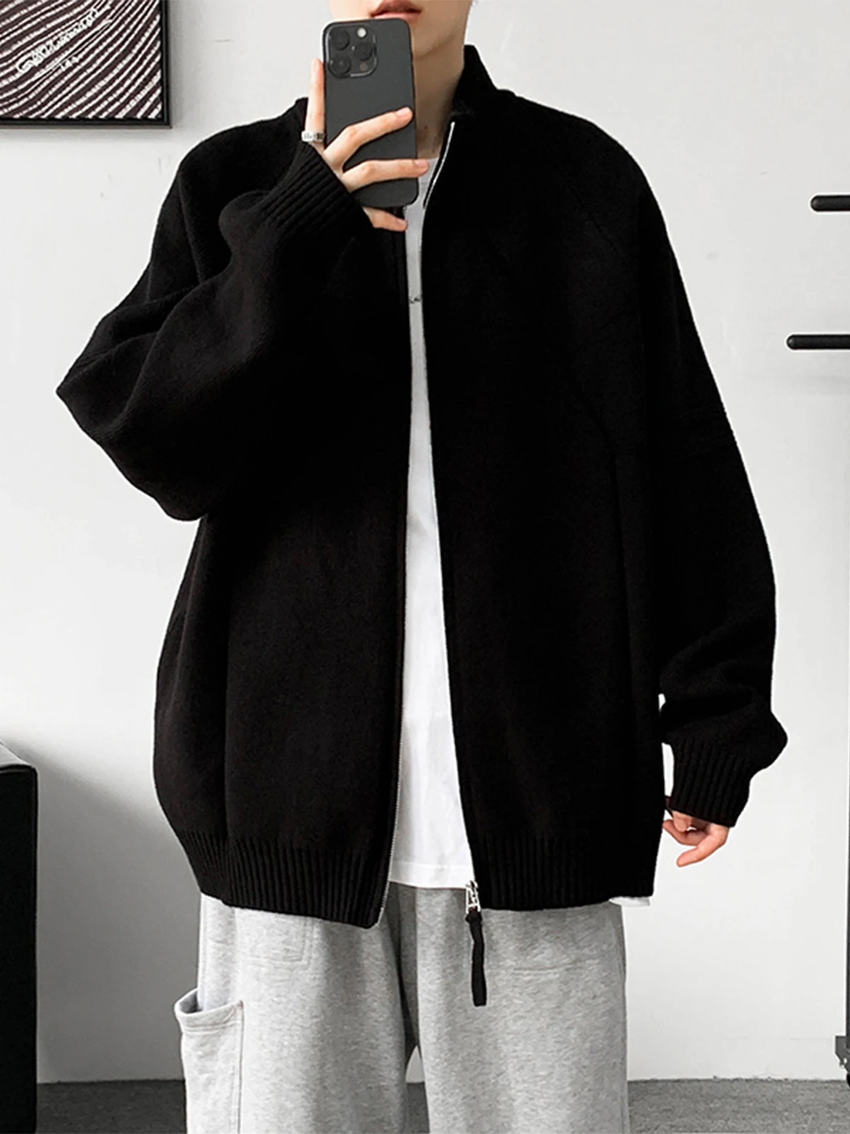

Jacket Man For Work Coats Mens Outwear Classic Biking Punk High End Snow Spring Grey Field Asymmetric Natural Gym Brushed Outer