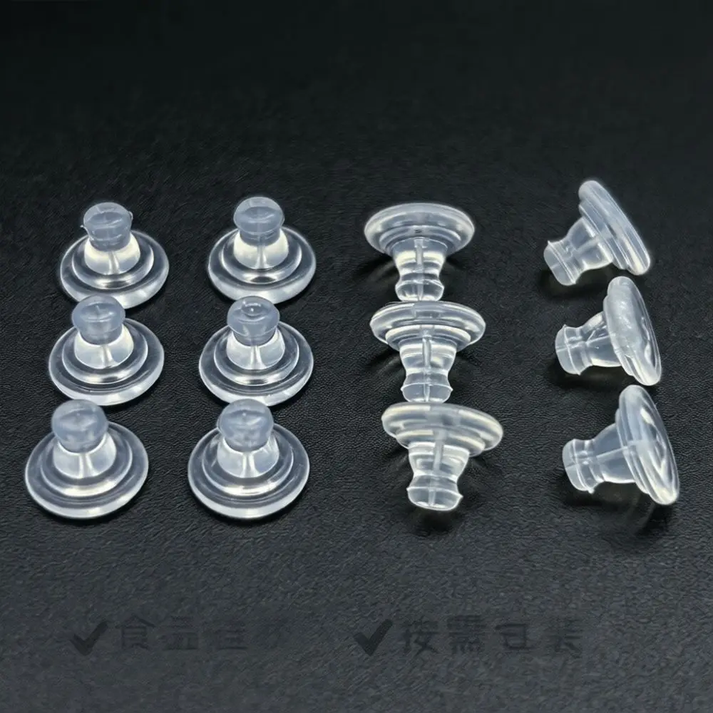Soft Clear Silicone Earring Backs Large Disc Stoppers Comfort Anti Slip Ear Plugs For Stud Earrings Jewelry Findings Replacement