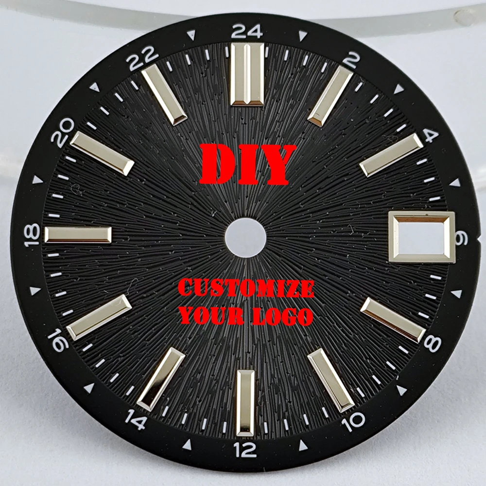 28.5mm NH35 dial customizable for your logo non luminous, single calendar dial 24-hour logo luxury watch dial watch accessories