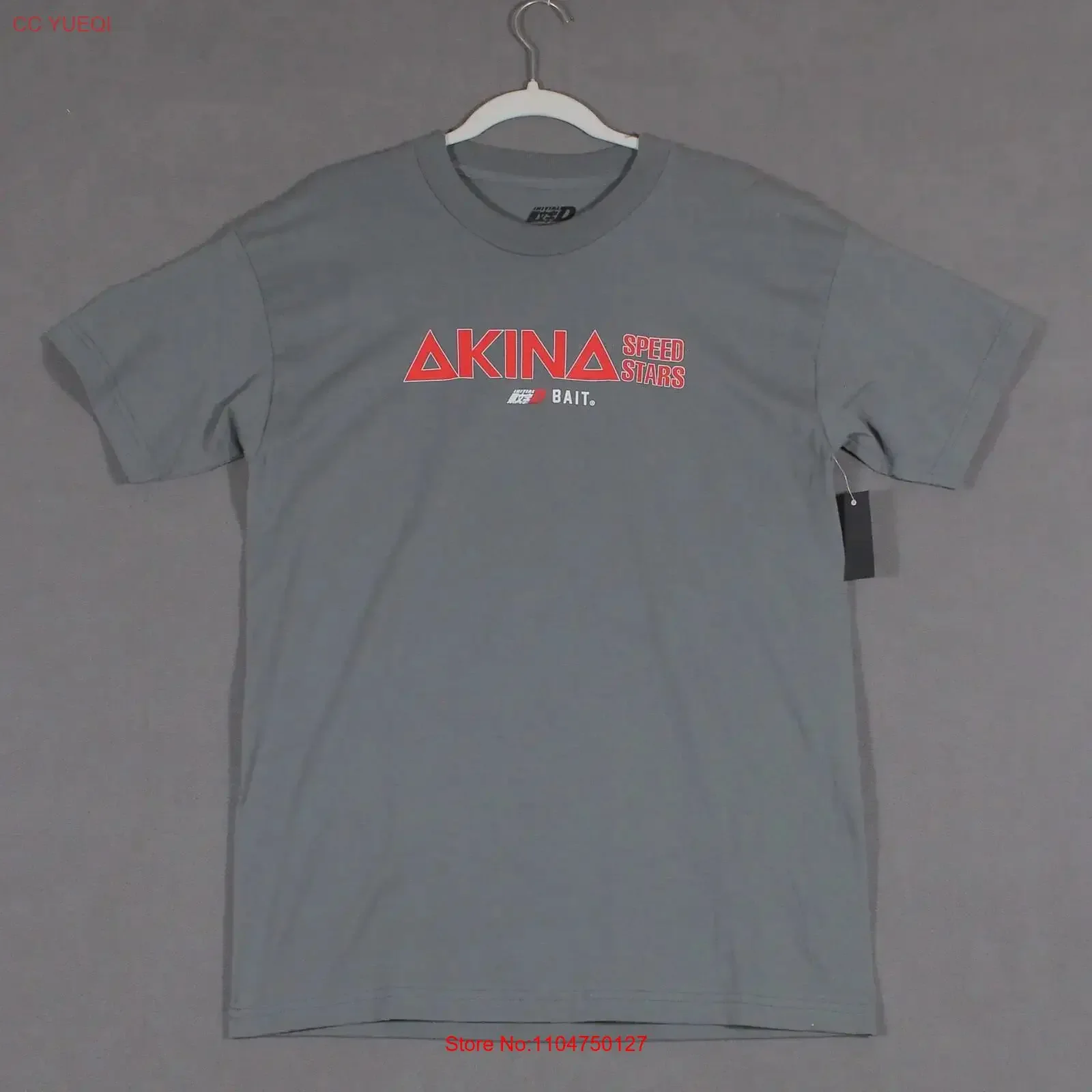 Initial D x Bait T Shirt Mens L Large Gray  Anime Akina Speed Stars vintage Washed Top For Everyday Wear Casual fashion Soft