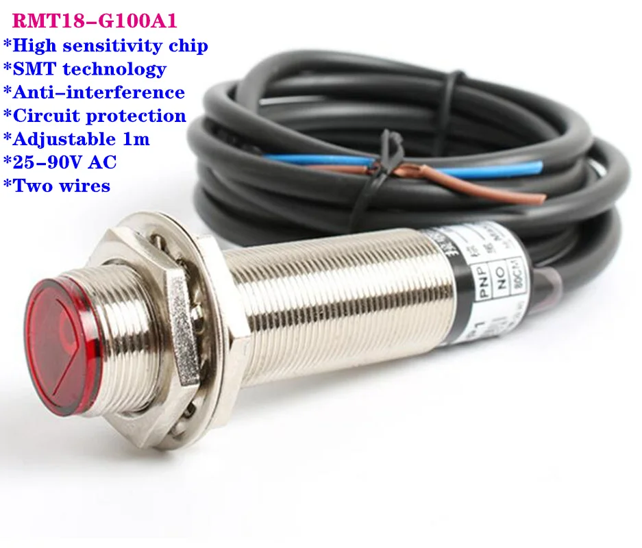 25-90VAC M18 laser infrared diffuse reflection photoelectric switch inductive sensor,antijam,1meter distance