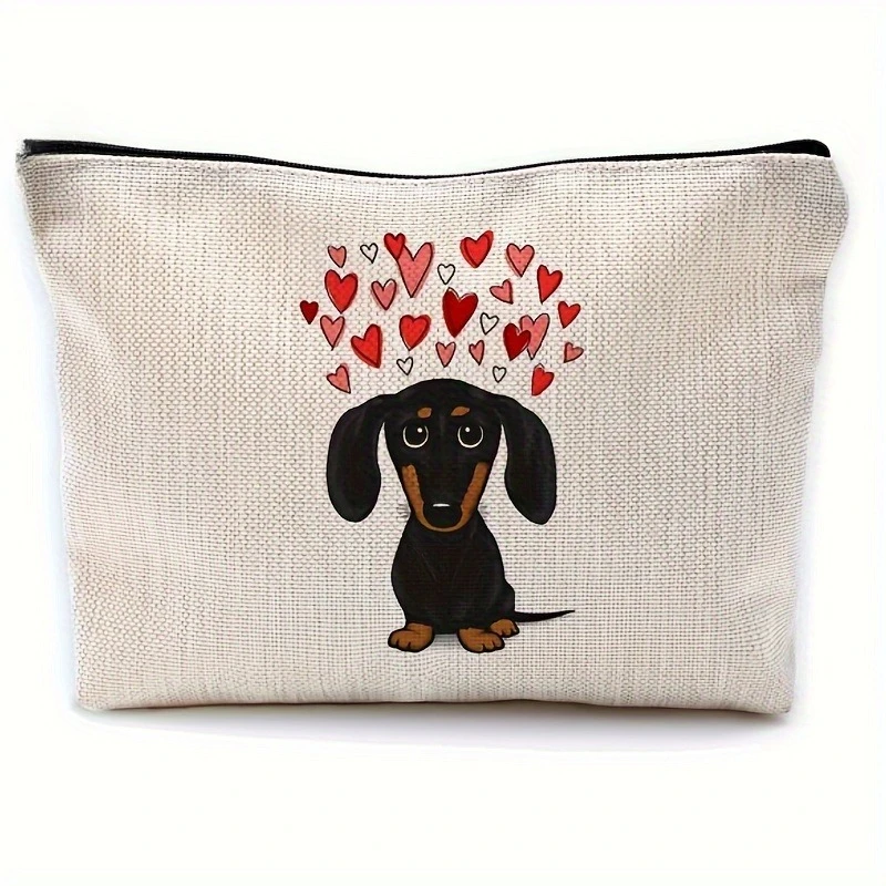 Dachshund Dog Purse Bag - Cute Dachshund Face & Body Design Travel Toiletry Pouch, Unisex Adult Gift for Dachshund Moms & Dads