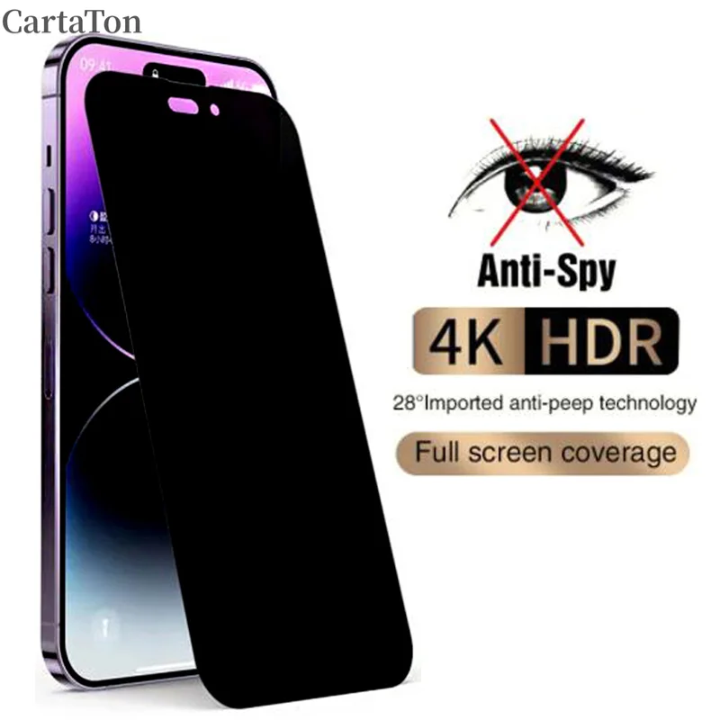 100D Anti Spy Tempered Glass For IPhone 14 13 12 Mini 11 Pro Xs Max X XR Privacy Screen Protector Iphone 7 8 6 Plus SE 2020 Film