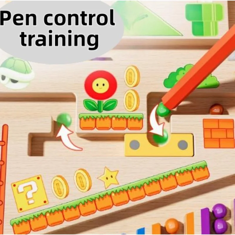 Magnetisch doolhof voor kinderen Wandelbal Babyconcentratietraining, Logica schrijven Denken 3-jarige puzzel voor vroeg onderwijs