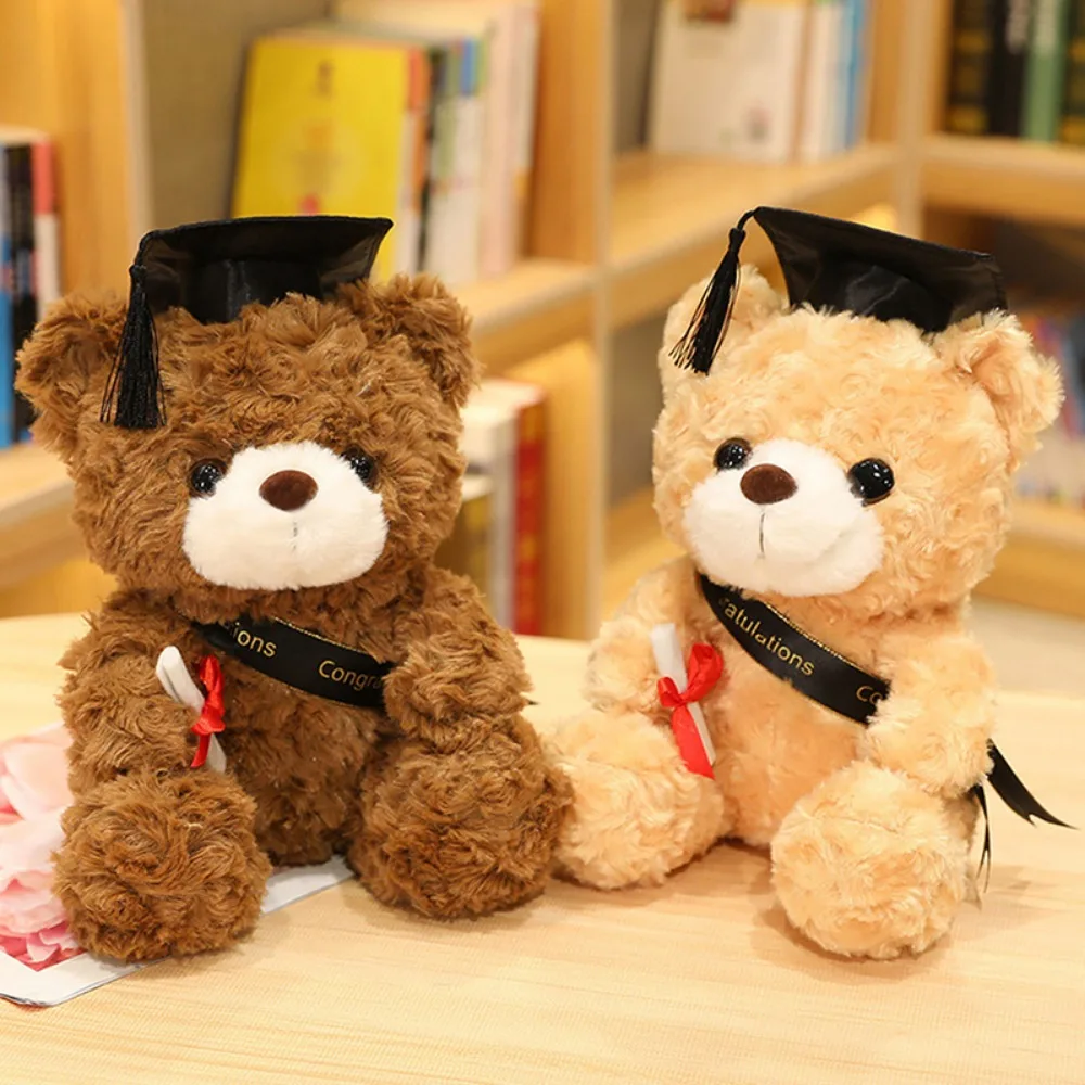 

Cute Pendant Special Gift Stuffed Soft Children Graduation Gifts Plush Toy Teddy Bear Animal Dolls Bachelor's Cap Bear