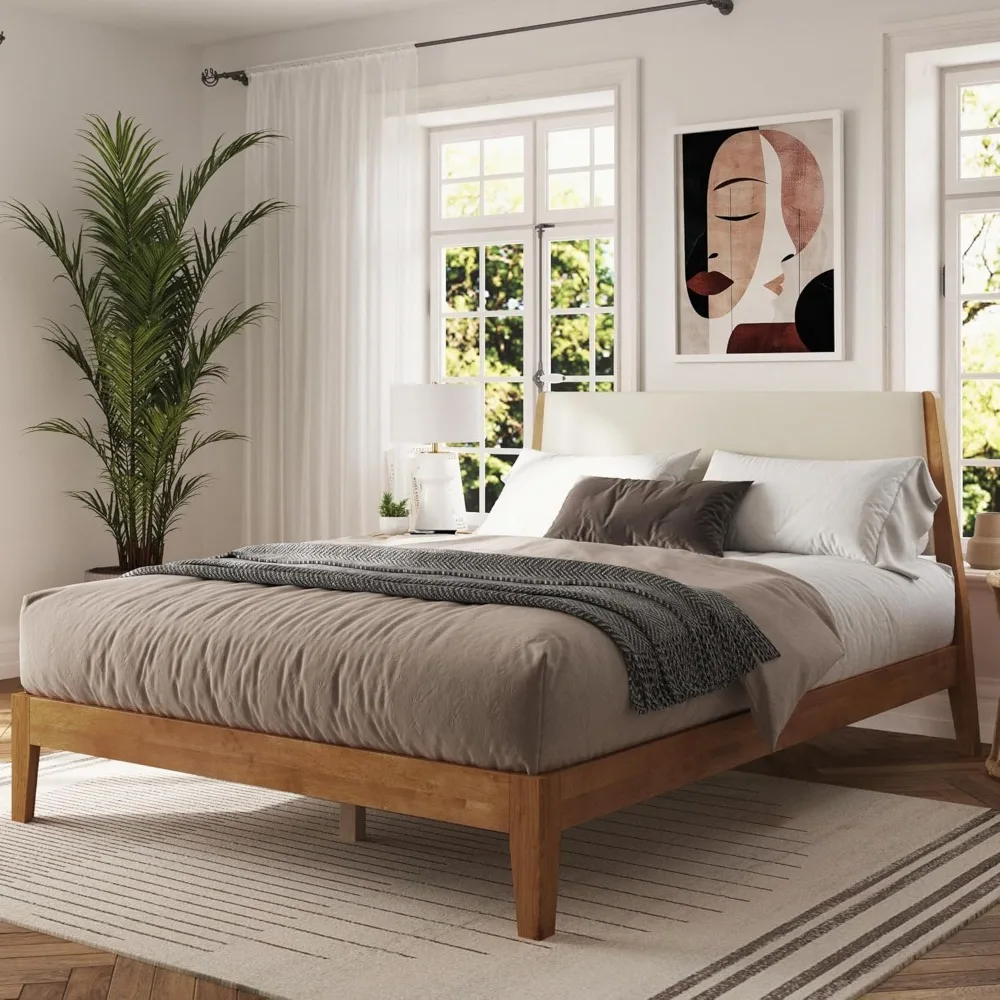 

Vandermark Solid Wood Easy Install King Bed Frame with Unique Headboard and Wooden Slat Support Included No Box Spring R