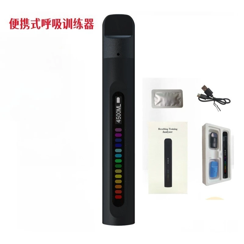 Breathing trainer, lung muscle trainer, measures lung capacity, exercises to improve lung strength, and enhances endurance