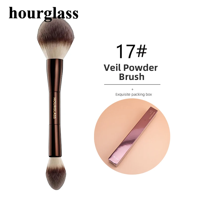 Hourglass Double-ended Powder Makeup Brush Setting Powder Brush Face Contour Sculpting Makeup Tool Fluffy Loose Powder Brush