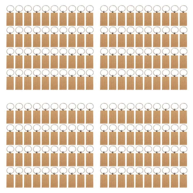 

160 шт., прямоугольные деревянные брелки для ключей