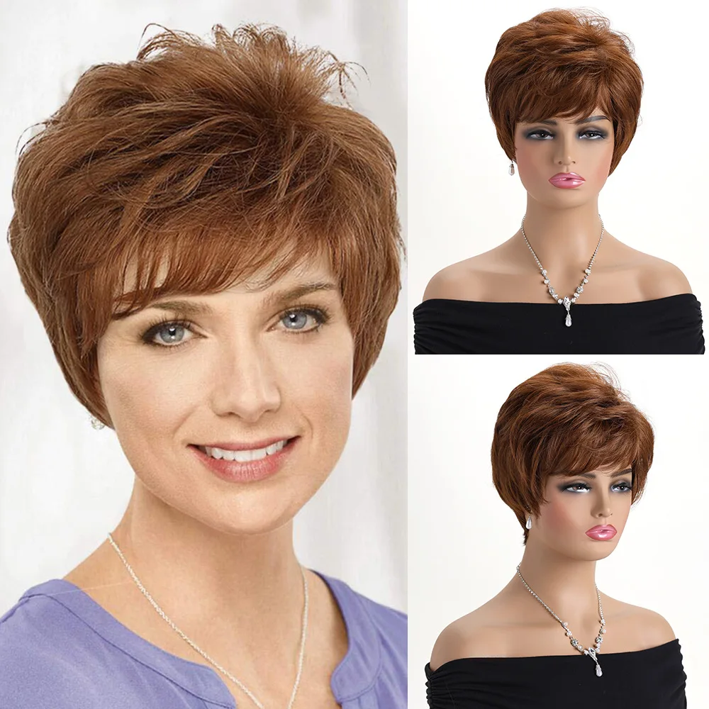 Fashion Synthetic Short Wig for Women Multi-Color Wavy Hairpiece Side Bangs Party Cosplay Bob Cap Heat Resistant Fiber