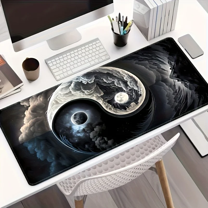 Yin Yang Pattern Mouse Pad Non-Slip Desktop Mousepad Deskpad Mat Gaming Laptop Accessories Desk Interior Keyboard Pad Mouse Pads