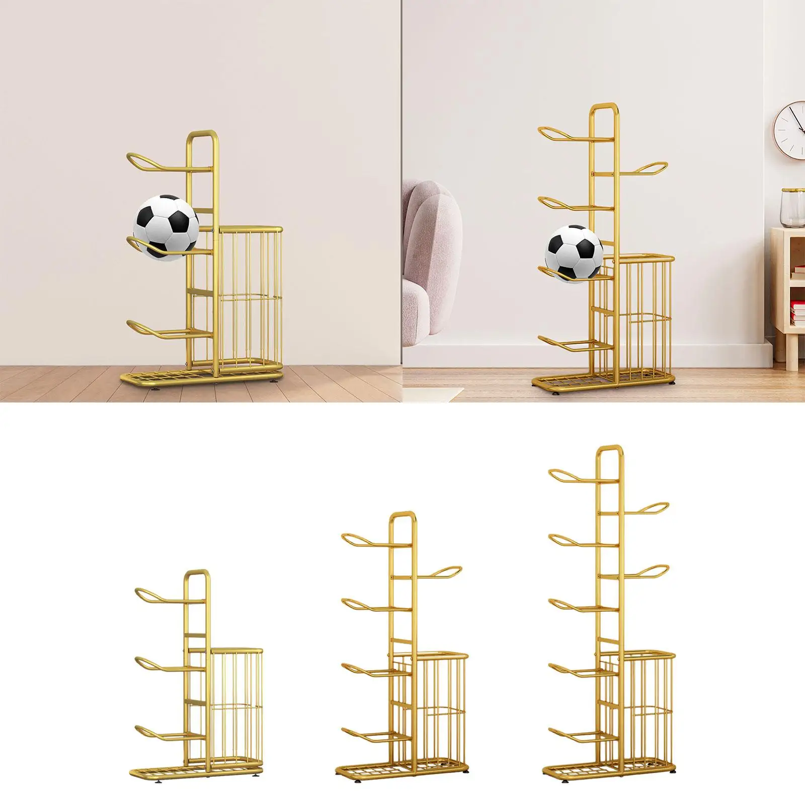 Sports Equipment Storage Organizer Basketball Storage Rack Basket Indoor Outdoor Iron Ball Racks for Football Volleyball Toys