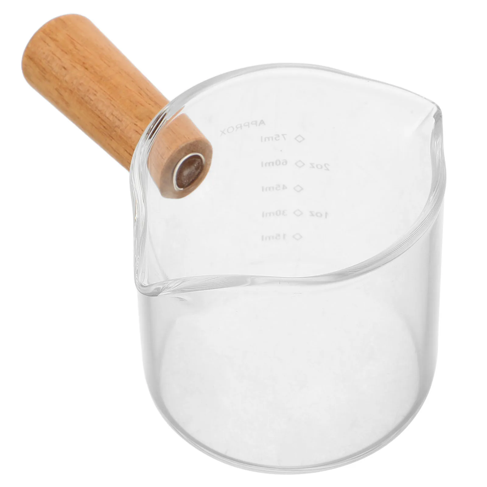 

Espresso Cup Cups Mini with Wood Handle Coffee Small Double Spout Measuring Glass