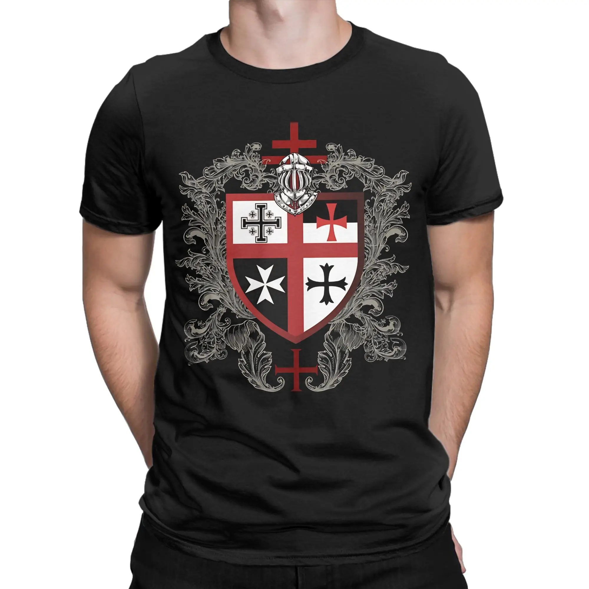 Camiseta con estampado gráfico de la cruz templaria para hombre y mujer, 100% algodón, ropa