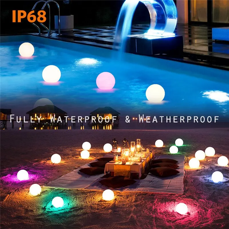 1/6pc Remote Floating Pool Lights 16Colors Outdoor Swimming LED Ball Light Waterproof Lawn Lamp Pool Toy Pond Party Garden Decor