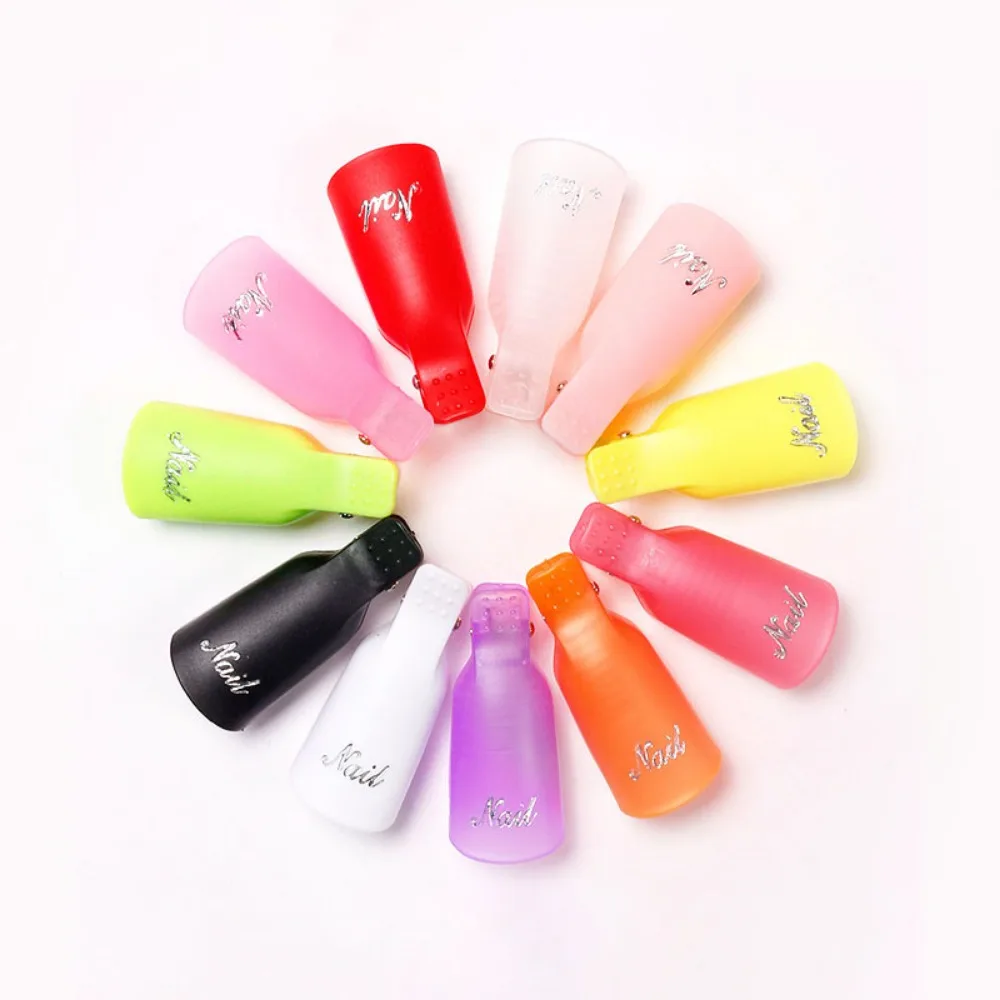 10 قطعة البلاستيك مسمار الفن نقع قبالة كاب كليب للأظافر قابلة لإعادة الاستخدام الأشعة فوق البنفسجية هلام مزيل طلاء الأظافر التفاف أدوات DIY بها بنفسك أدوات مانيكير مستلزمات الأظافر