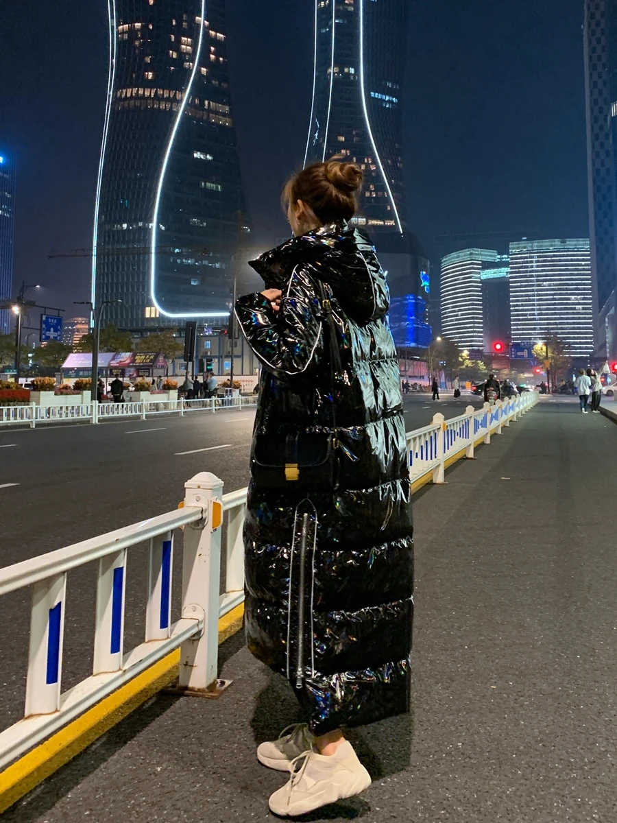 Extreme Clenge Gonz Damen Daunenjacke 2025, neue Thiened Laser Bright Surface Mittellange Overknee-Oberbekleidung