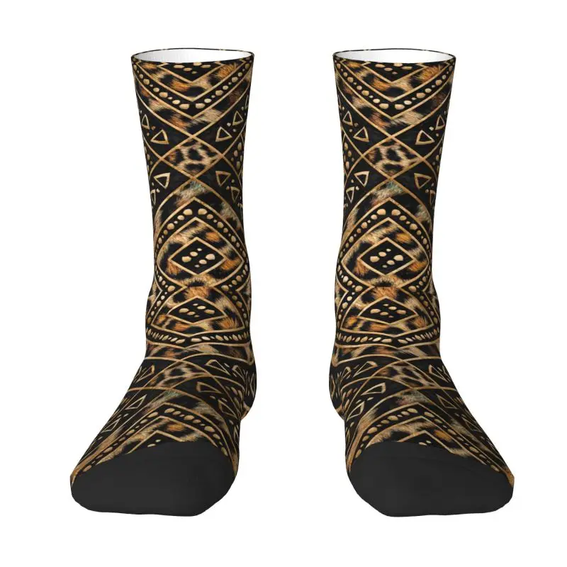 

Kawaii Men's Leopard Fur With Ethnic Ornaments Dress Socks Unisex Comfortable Warm 3D Print Leopard Skin Crew Socks
