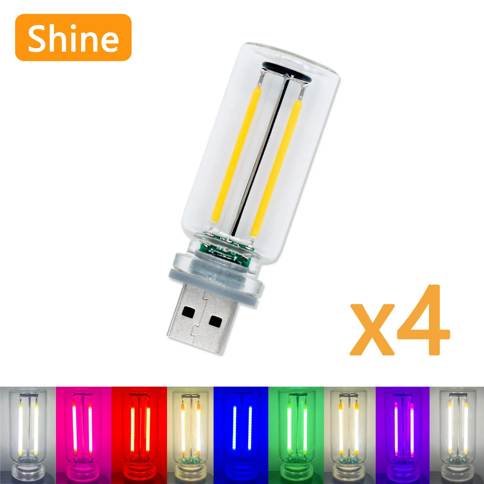 Luces de inducción de atenuación USB, 4 piezas, 0,3 W, bombillas Retro Edison, iluminación portátil, Mini luces LED, interfaz de alimentación móvil