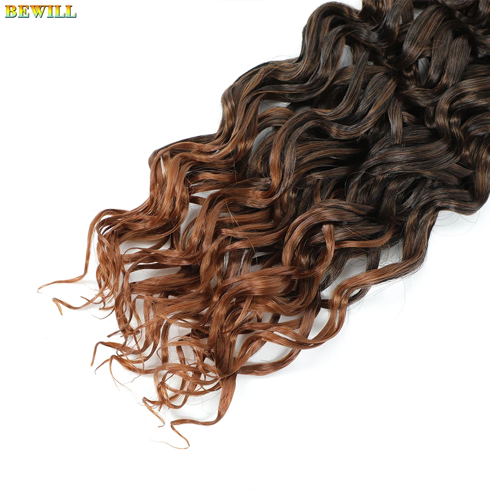 BEWILL GoGo Curl Häkelhaar 14 18 Zoll Wasserwelle Strand Curl Häkelhaar Ombre Synthetische böhmische Zöpfe Haarverlängerungen 1B – Detail 32