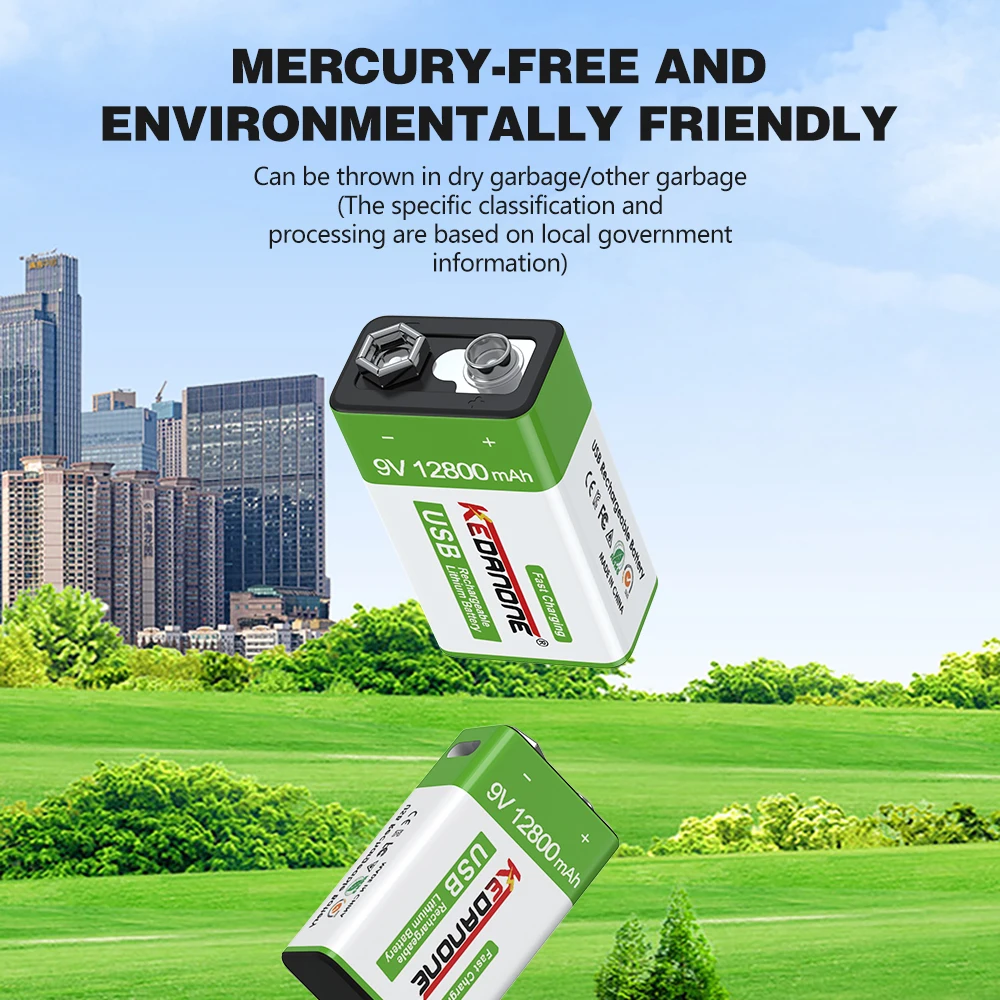 

Batterie Lithium-ion Rechargeable 9V 12800mah, USB type-c, multimètre 9 volts, microphone au lithium, détecteur de métaux